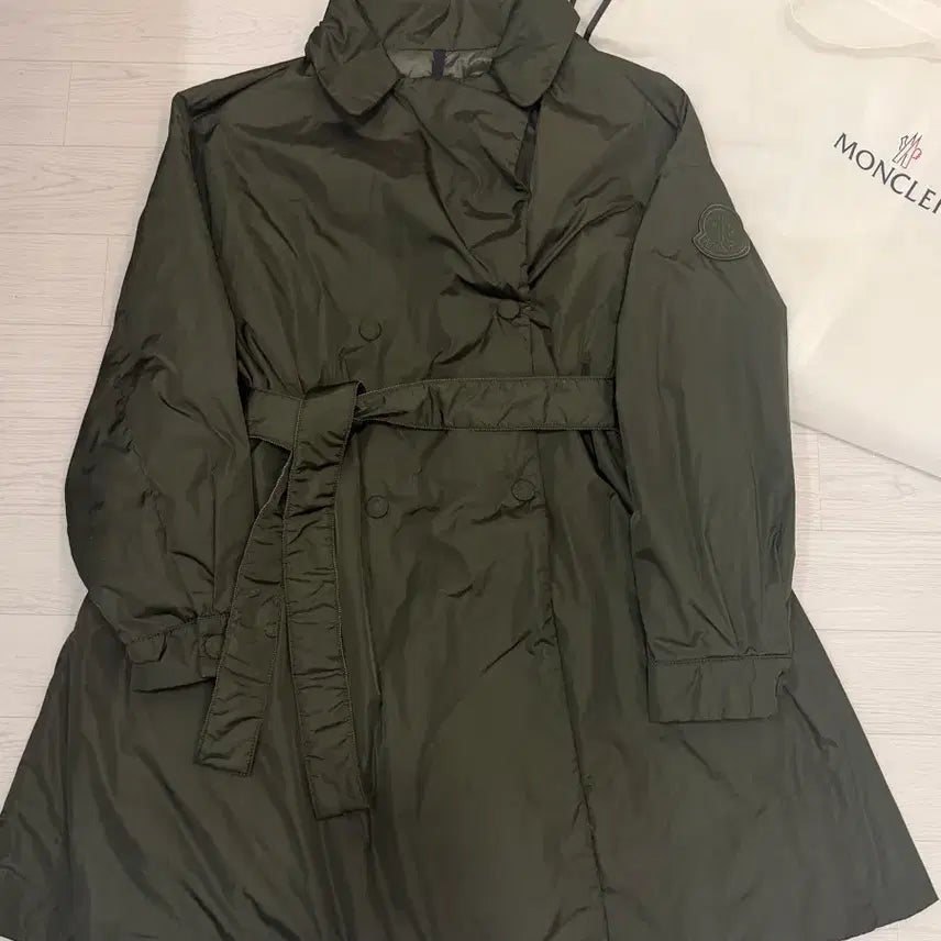 [BUNJANG] Moncler Women's Meyla Trench Coat Padding - Size 1 (Olive) / 백화점판) 몽클레어 여성 메불라 트렌치코트패딩