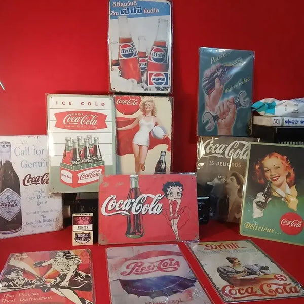 [BUNJANG] Coca-Cola & Pepsi Tin Sign Collection Set (11 pcs) / 콜라 양철간판 11점