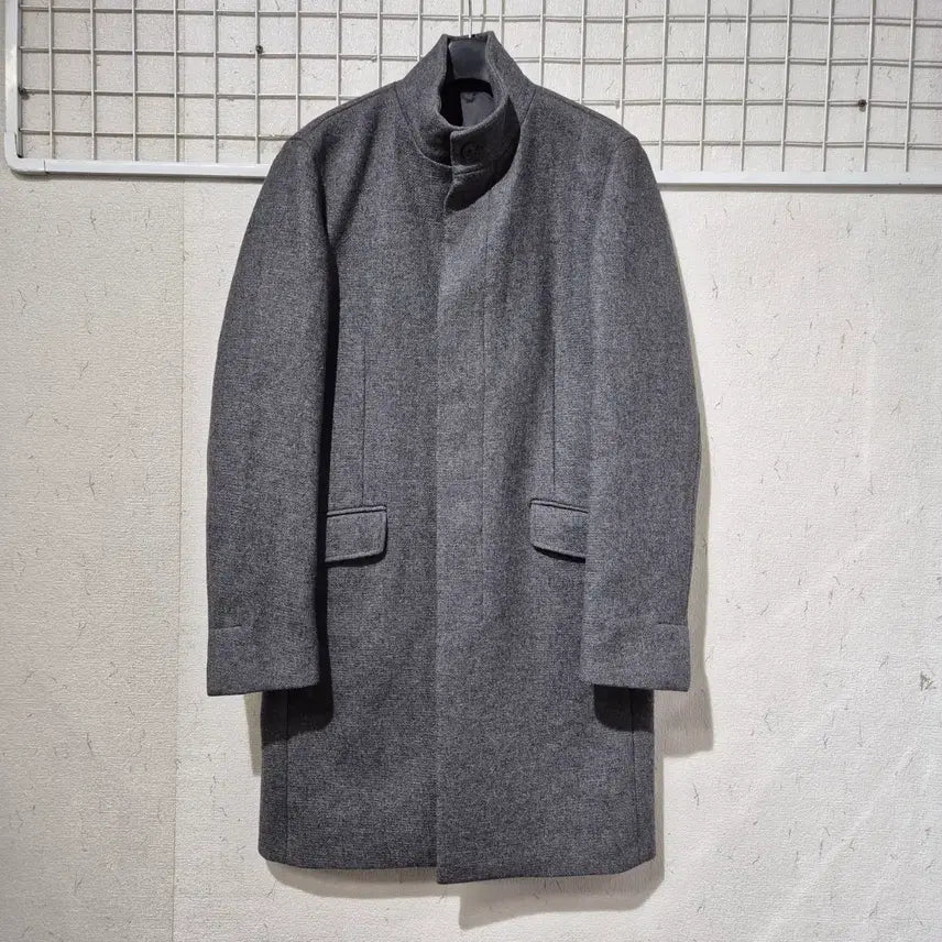 [BUNJANG] Theory Wool Stand-Neck Coat Gray / 띠어리 모직 스탠드넥 코트 그레이