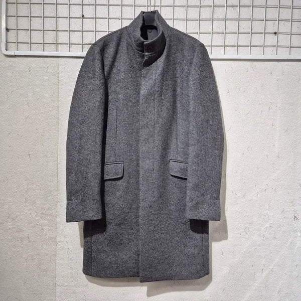 [BUNJANG] Theory Wool Stand-Neck Coat Gray / 띠어리 모직 스탠드넥 코트 그레이