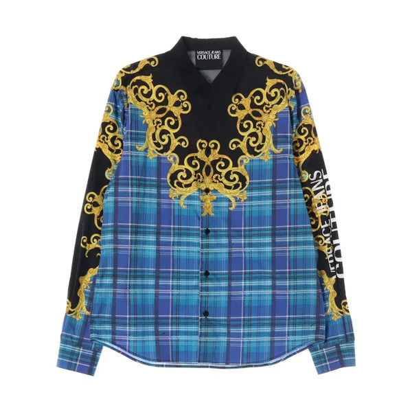 [BUNJANG] Versace Jeans Couture Baroque Print Check Pattern Shirt / 베르사체 진 꾸뛰르 바로크 프린트 체크 패턴 셔츠