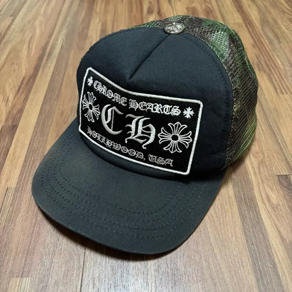 [BUNJANG] Chrome Hearts Hollywood Camo Black Trucker Cap / 크롬하츠 ch 할리우드 카모 블랙 트러커 트러커캡 스냅백 메쉬캡 볼캡 모자
