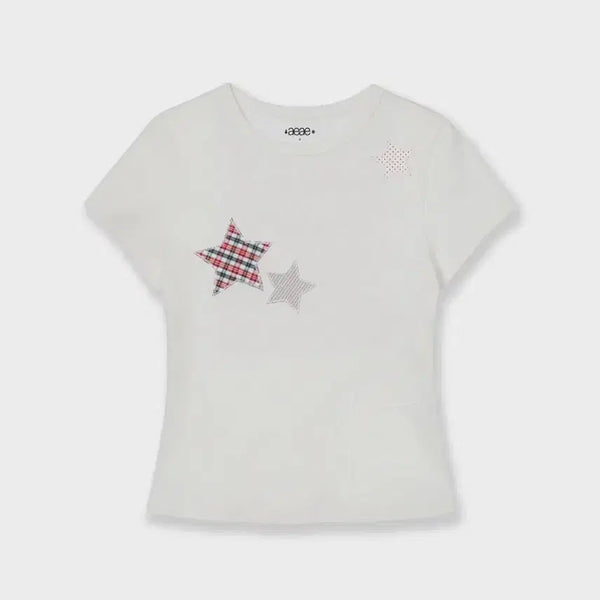 [BUNJANG] AAEI Check Star T-Shirt / 에이이에이이 체크 스타 티