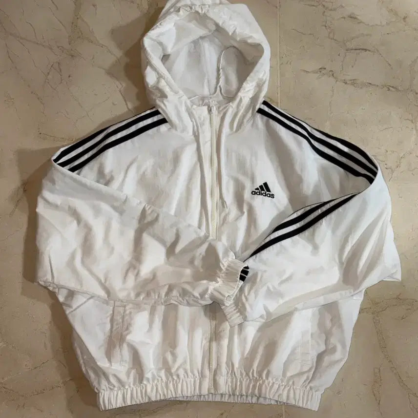 [BUNJANG] Adidas Semi-Cropped Windbreaker White / 아디다스 바람막이