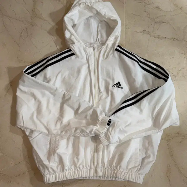 [BUNJANG] Adidas Semi-Cropped Windbreaker White / 아디다스 바람막이