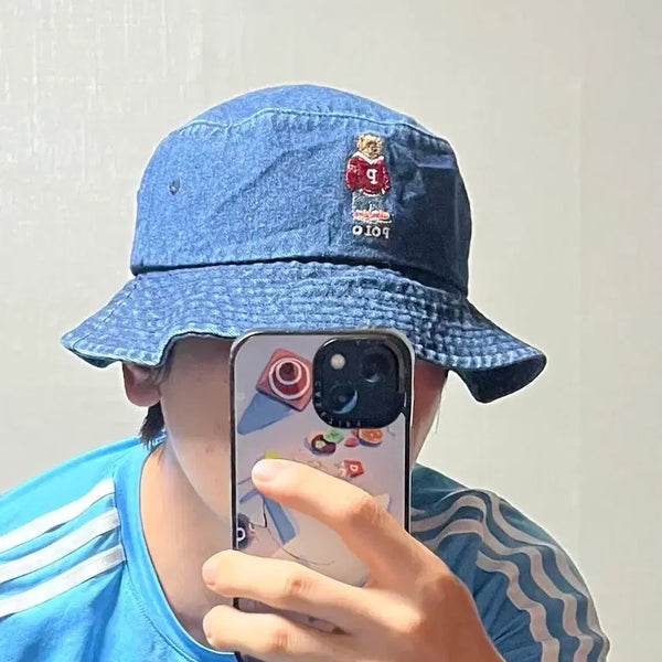 [BUNJANG] Polo Ralph Lauren Bear Denim Bucket Hat / 폴로 베어 데님 버킷햇
