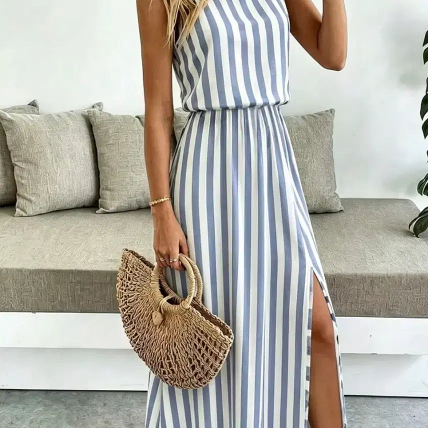 [BUNJANG] Blue Stripe Maxi Dress / 세련 스트라이프 맥시 원피스.새상품