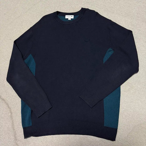 [BUNJANG] Lacoste Color-Block Round Neck Knit Sweater / 라코스테 배색 라운드 니트