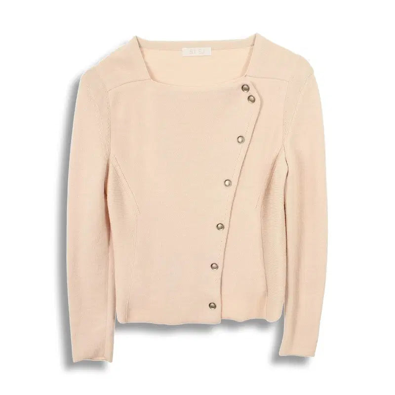 [BUNJANG] SJSJ Women's Wool Cotton Nylon Diagonal Gold Button Knit Cardigan / SJSJ (WOMEN - F) 울 코튼 나일론 사선 금장 니트 가디건