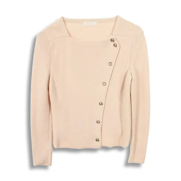 [BUNJANG] SJSJ Women's Wool Cotton Nylon Diagonal Gold Button Knit Cardigan / SJSJ (WOMEN - F) 울 코튼 나일론 사선 금장 니트 가디건