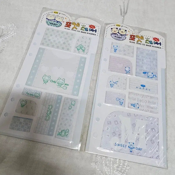 [BUNJANG] Retro 6-Hole Pocket Sticker Diary Refill - Frog & Bear Index / 고전문구 6공 포켓 스티커 다이어리 내지 리필 개구리 곰돌이 인덱스 다꾸