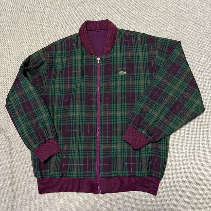 [BUNJANG] Lacoste Reversible Check Blouson Jacket / (주)서광 라코스테 리버시블 체크 블루종 자켓