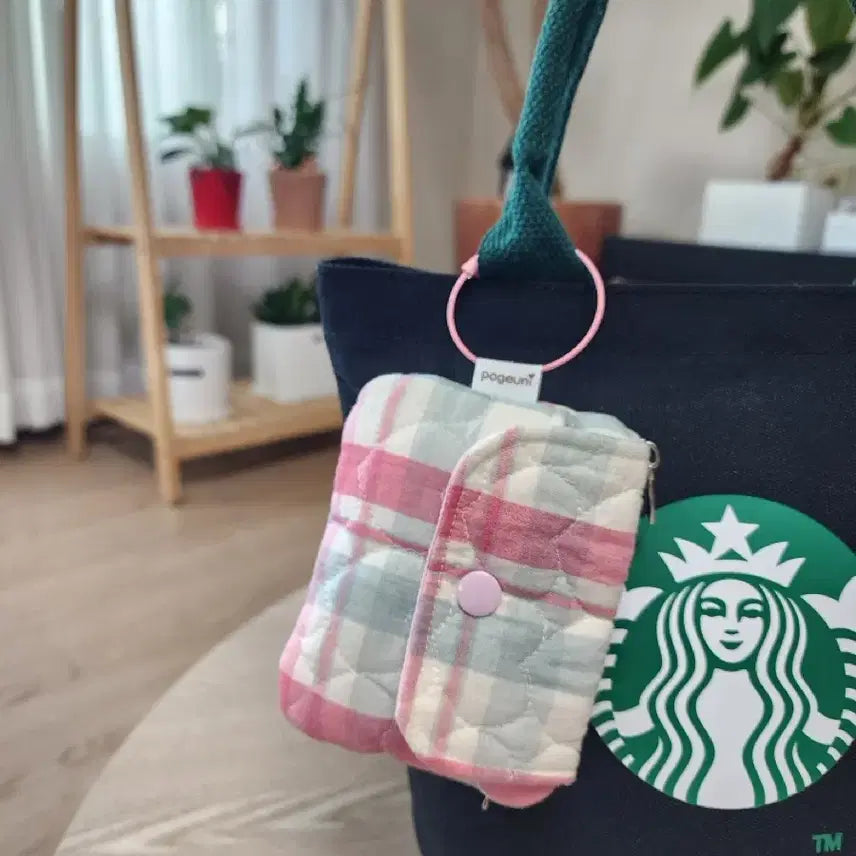 [BUNJANG] Handmade Checkered Card Wallet with Keychain / 폭신 핸드메이드 카드지갑