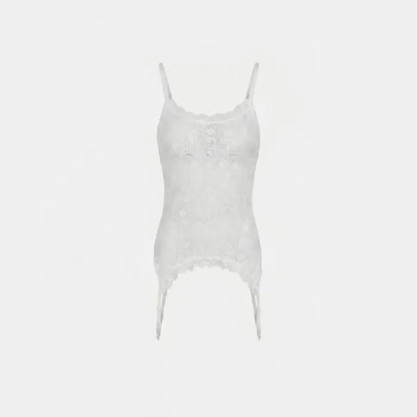 [BUNJANG] Badblood Garter Lace Camisole Tank - White / 배드블러드 가터 레이스 캐미 탱크- 화이트