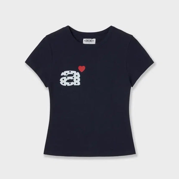[BUNJANG] AEAE Dot Small Letter T-Shirt Navy / aeae 도트 스몰 레터 티 네이비