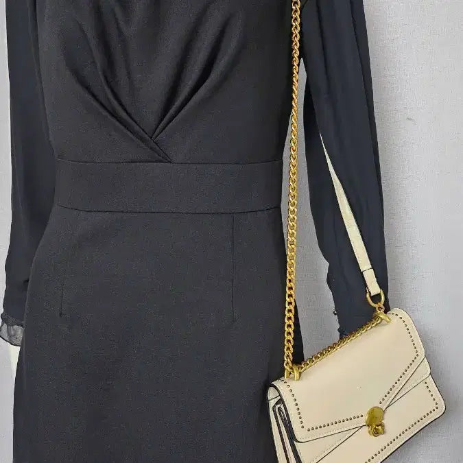 [BUNJANG] Black Zipper Detail Lined Dress / 새옷--자크 안감 검정 원피스
