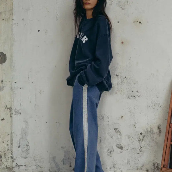 [BUNJANG] Freeter Lace Track Denim Pants / 프리터 레이스 트랙 데님