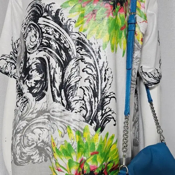 [BUNJANG] White Floral Long T-Shirt / 흰 화사한 롱상의..