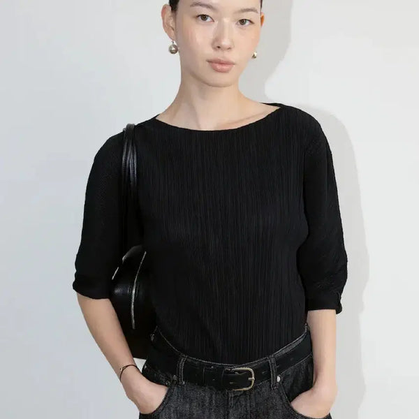 [BUNJANG] The Aperture Pleated Top Black / 디애퍼처 플리츠 탑 블랙 새상품
