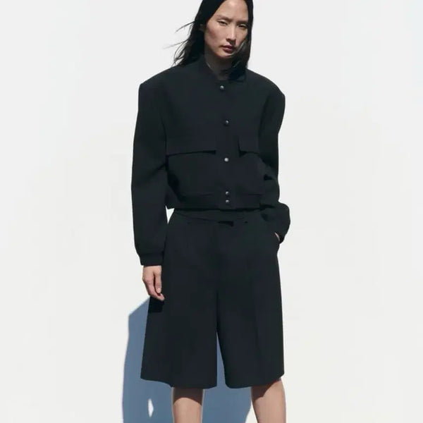 [BUNJANG] Zara Pocket Maxi Bomber Jacket Black / 자라 포켓 맥시 봄버 재킷 블랙