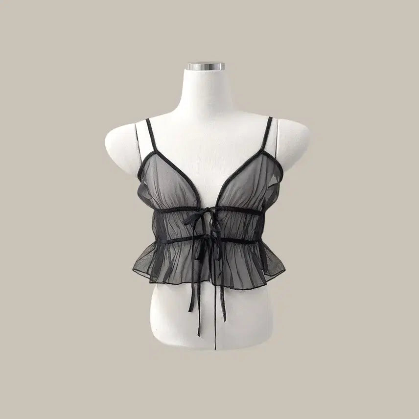 [BUNJANG] Layered Chiffon Banding Bustier Top (T5077) / 레이어드 쉬폰 밴딩 뷔스티에 (T5077)