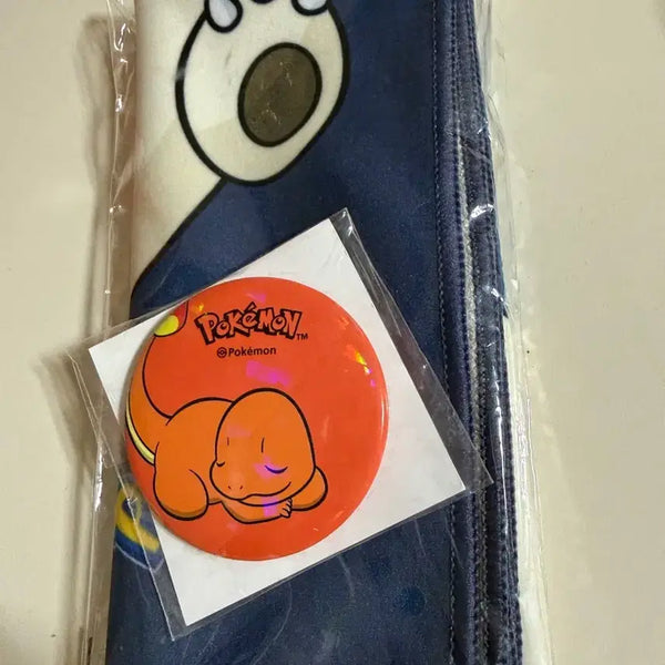 [BUNJANG] Pokemon Charmander Badge & Snorlax Pouch Set / 파넬 파이리 뱃지,잠만보파우치