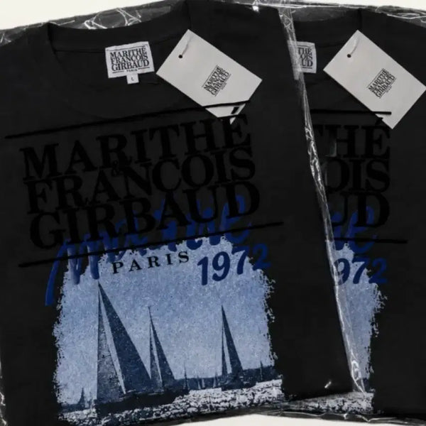 [BUNJANG] Marithe Francois Girbaud 1972 AeroCool Vacance Graphic Tee (Go Yoon-jung) - Black/White / 마리떼 프랑소와 저버드 1972 보트 고윤정 반팔티 블랙/화이트