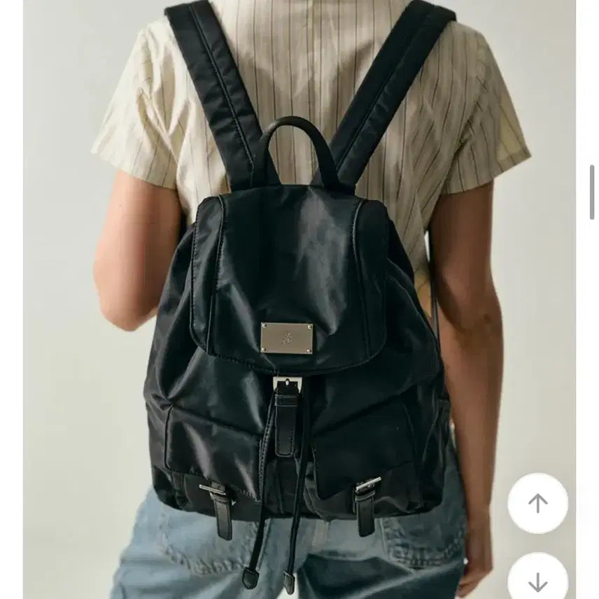 [BUNJANG] Seoul Look Black Nylon Backpack / 샐볼 블랙 나일론 백팩