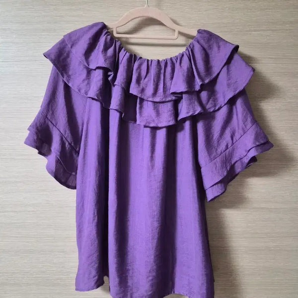 [BUNJANG] Purple Frill Blouse / 보라색 프릴 블라우스