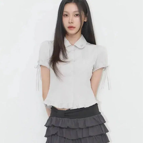 [BUNJANG] Illigo Sera Puff Blouse Gray M Size / (새상품)일리고 세라 퍼프 블라우스 그레이 M사이즈