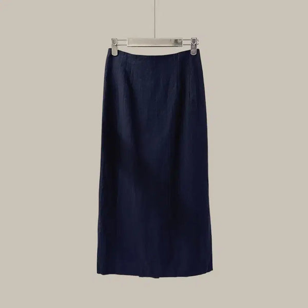 [BUNJANG] Basic H-Line Long Linen Blend Skirt / 베이직 H라인 롱 린넨 스커트 (B1688)