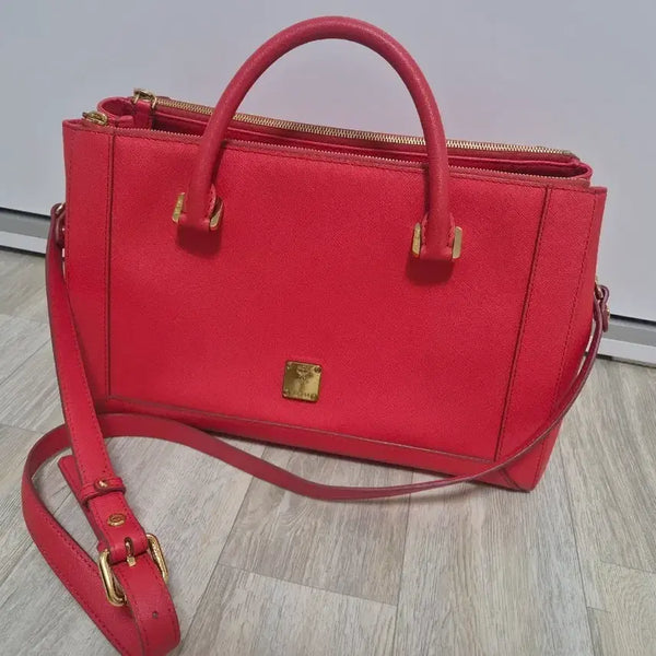 [BUNJANG] MCM Red Tote Bag Crossbody Bag / MCM 토트백 크로스백 레드