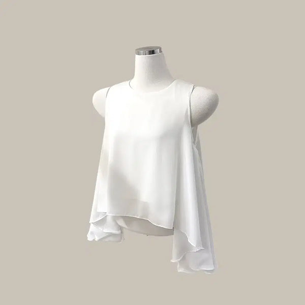 [BUNJANG] Round Asymmetrical Sleeveless Blouse (T5147) / 라운드 언발 나시 블라우스 (T5147)