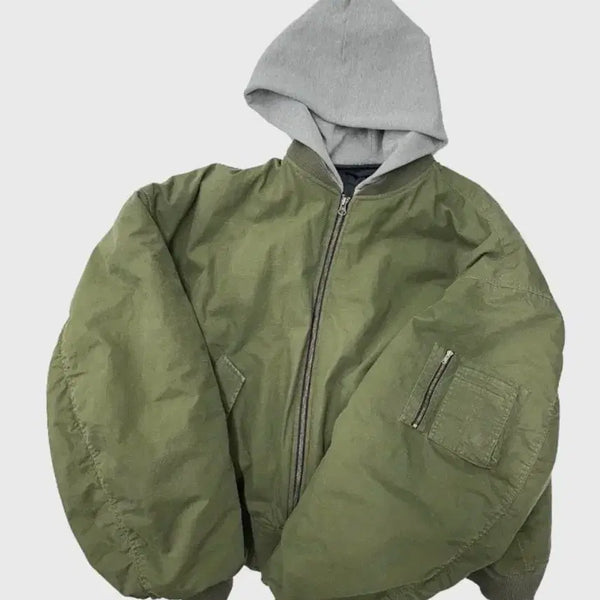 [BUNJANG] Nonode Ripstop Hooded Bomber Jacket / 논노드 립스탑 후드 봄버