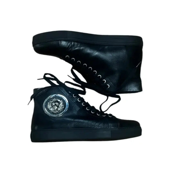 [BUNJANG] Versace Leather High-Top Sneakers Black / 베르사체 레더 하이탑 스니커즈 블랙