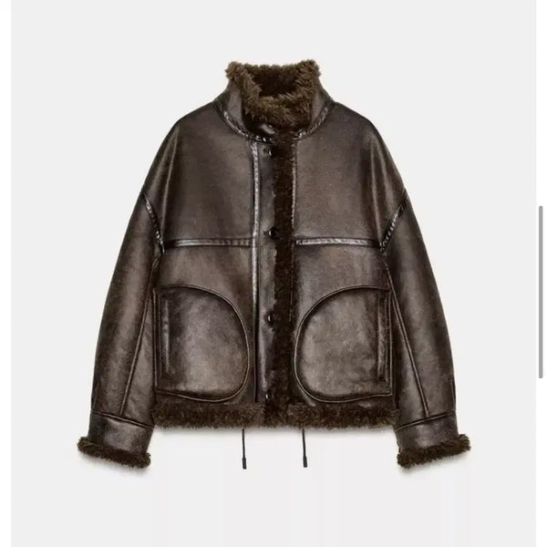 [BUNJANG] Zara ZW Collection Double-Faced Bomber Jacket / 자라 zw컬렉션 더블페이스 봄버 재킷 무스탕