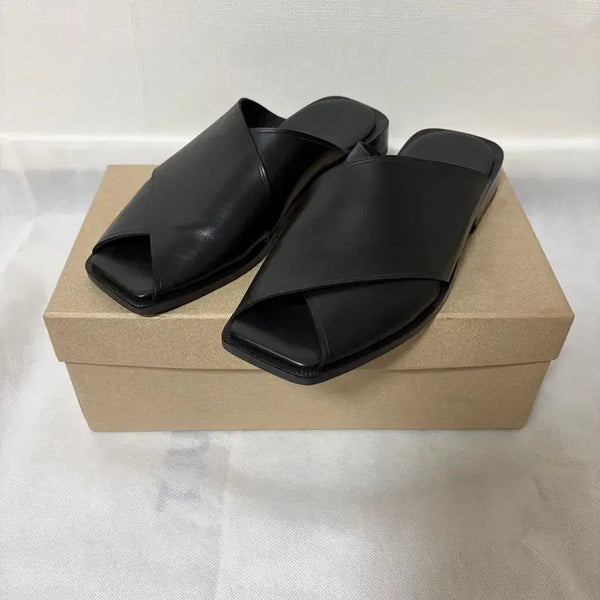 [BUNJANG] Lemaire Cross Flat Sandals Black Size 42 / 르메르 크로스 플랫 샌들 블랙 42