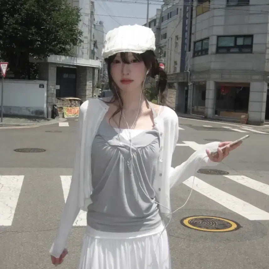 [BUNJANG] White Hunting Cap / 얼굴 하얘보이는 화이트 헌팅캡