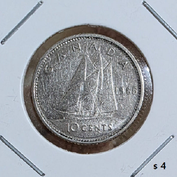 [BUNJANG] Canada 1965 10 Cent (Dime) Silver Coin / 캐나다 1965년 10센트(다임) 통용 은화 블루노스