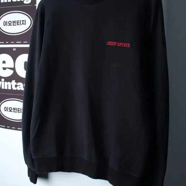 [BUNJANG] Jeep Small Logo Sweatshirt Black Old School / (M-L) 지프 맨투맨 티셔츠 스몰로고 블랙 올드스쿨-H38245