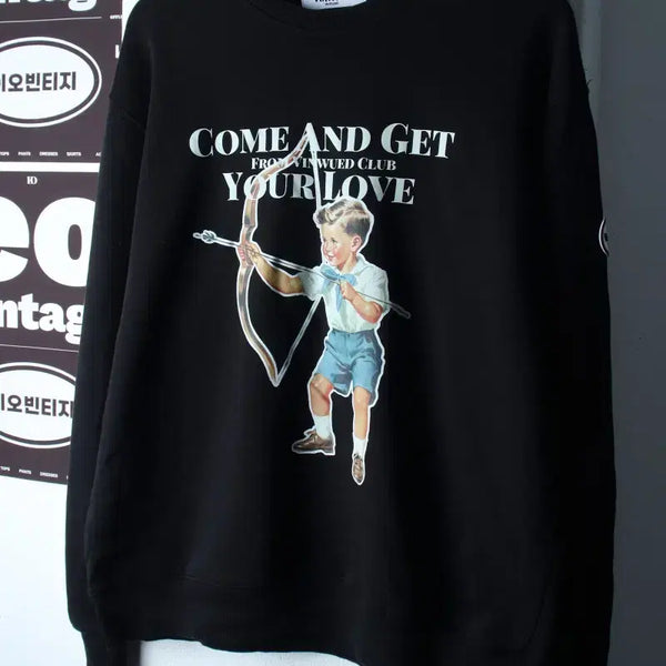 [BUNJANG] Binwed Sweatshirt Vintage Printing Black Old School / (L-XL) 빈웨드 맨투맨 티셔츠 빈티지프린팅 블랙 올드스쿨-H38247
