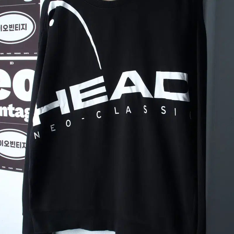 [BUNJANG] Head Big Logo Sweatshirt Black Old School / (M-L) 헤드 맨투맨 티셔츠 빅로고 블랙 올드스쿨-H38248