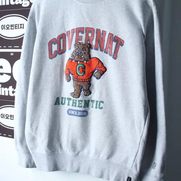 [BUNJANG] Covernat Sweatshirt Big Logo Pullover Grey / (S) 커버낫 맨투맨 티셔츠 부분오염 빅로고 그레이 풀오버-H38250