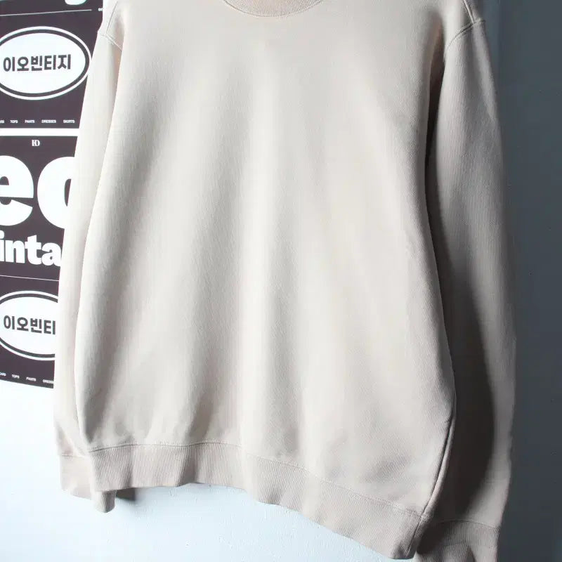 [BUNJANG] Soverment Plain Sweatshirt Beige / (M-L) 소버먼트 맨투맨 티셔츠 베이지 무지 놈코어-H38256