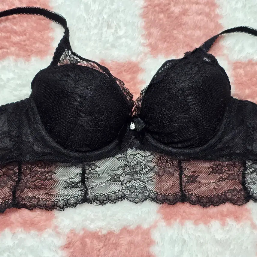 [BUNJANG] Evelyn Black Lace Long Bra 75A (Used) / (중고) 여성 에블린 블랙 레이스 롱브라 75A