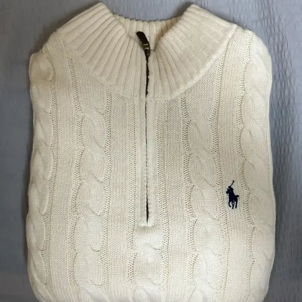 [BUNJANG] Polo Ralph Lauren Cable Knit Half-Zip Sweater L / [정품] 폴로 니트 반집업 아이보리 L