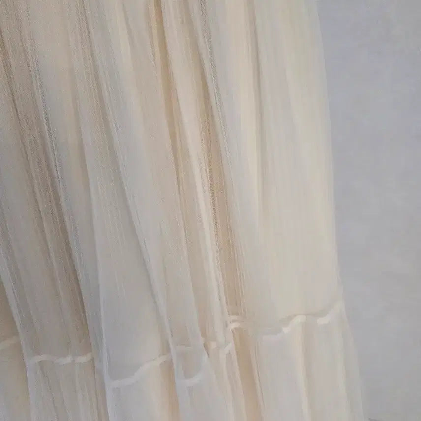 [BUNJANG] Beige Chiffon Tiered Skirt / 베이지색 시폰 캉캉  아이보리 치마