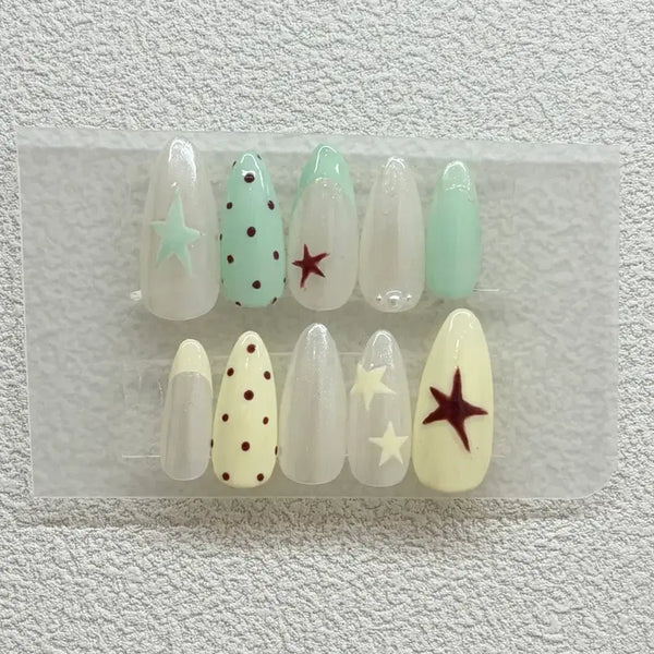 [BUNJANG] Mint Lemon Core Handmade Nail Tips / 민트레몬코어 수제 네일팁