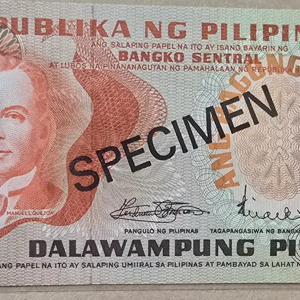 [BUNJANG] Philippine Central Bank 1973 20 Piso Specimen UNC / 필리핀 중앙은행 1973년 20피소 견양권 완전 미사용