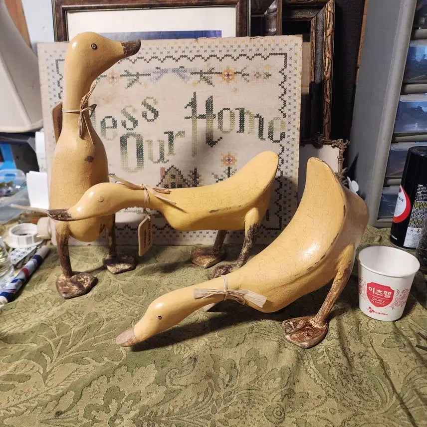 [BUNJANG] Wooden Duck Set (3 Pieces) / 나무 오리 튼튼합니다 3개세트에25000원 최고높이33cm 죄고기장32cm